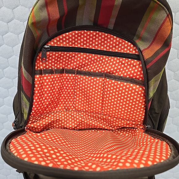 Dakine Womens Prom Pack Backpack Brown Stripes Hiking School Rucksack - Picture 6 of 16